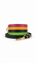 Italian leather color-block collar
